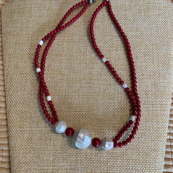 Red coral and mother of pearl necklace. Vintage - Picture 5 of 5